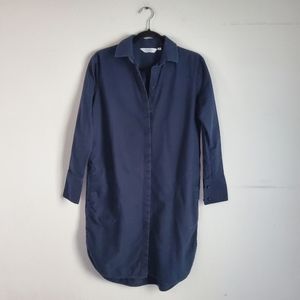 & Other Stories Shirt Dress Women's 2 Navy Blue Poplin
